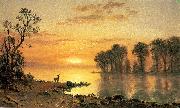 Albert Bierstadt Sunset, Deer and River Sweden oil painting artist